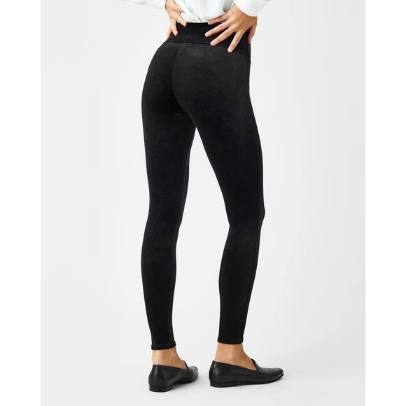 Spanx Velvet High Rise Slim Stretch Shaping Pull-On Ankle Leggings Black Small - Picture 2 of 15